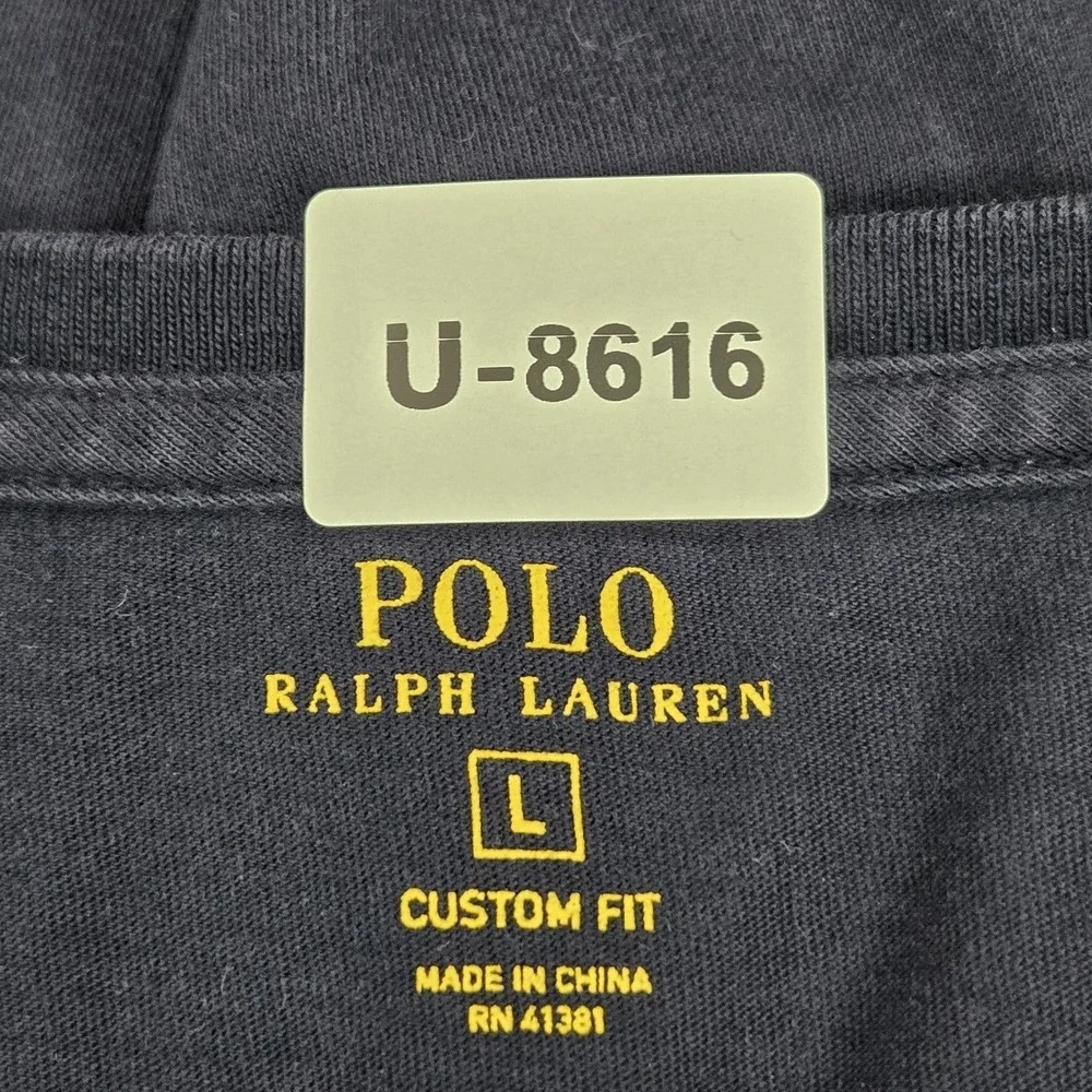Polo Ralph Lauren Men Shirt L Blue Short Sleeve Custom Fit Logo Pony Embroidered